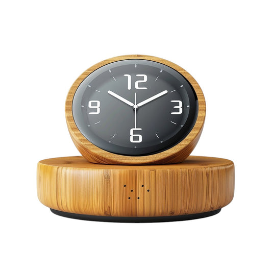 Minimalist Wooden Digital Alarm Clock with 15W Wireless Charging Pad