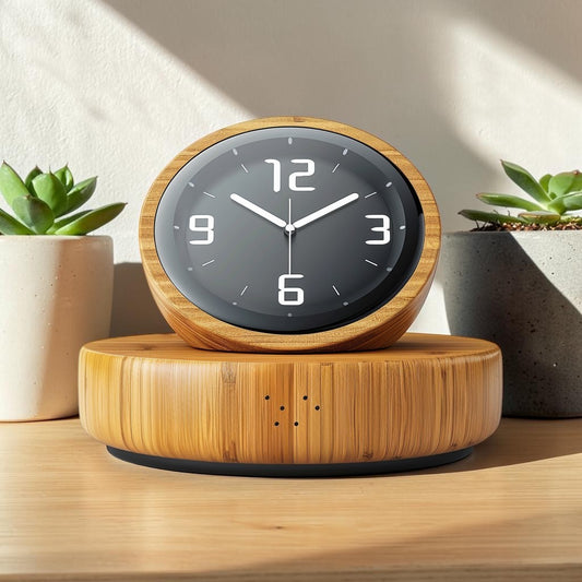 Minimalist Wooden Digital Alarm Clock with 15W Wireless Charging Pad
